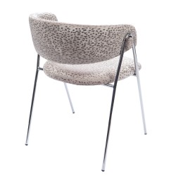 Chaise Zia en tissu moucheté et métal chromé (lot de 2)