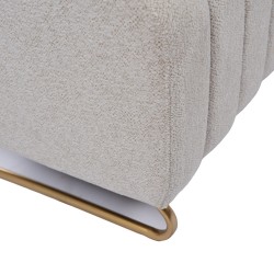 Banc capitonné en tissu gris avec piètement métal L120 cm Eli