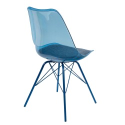 Chaise de salle à manger en tissu bleu et polypropylène Castille (lot de 4)