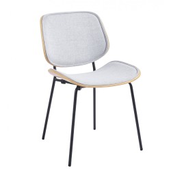 Chaise Atlanta grise en tissu et chêne (lot de 2)