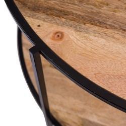 Console demi lune 2 niveaux en bois de manguier