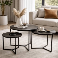 Set de 3 tables basses alu