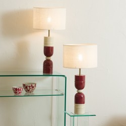 Lampe Smiles bordeaux abat-jour en jute