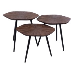 Set de 3 tables Hexa noyer...