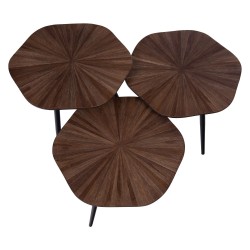 Set de 3 tables Hexa noyer camel