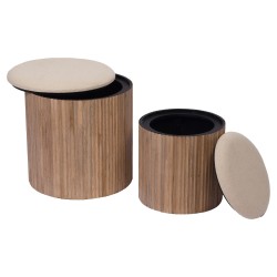 Set de 2 tabourets ronds en teck