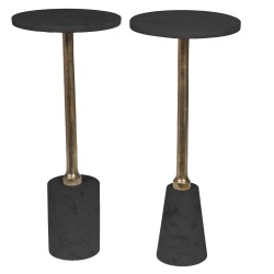 Bout de canapé Clyde marbre noir pied conique