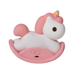 Veilleuse Licorne rose et blanche en silicone - Rechargeable