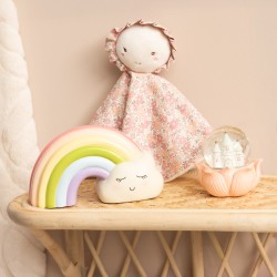 Doudou poupée fleur rose