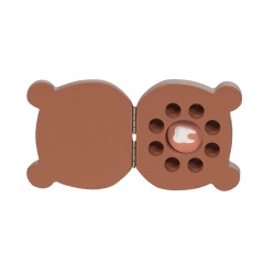 Mini boite à dents de lait Ourson marron en bois 7,2 cm