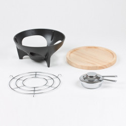 Réchaud mixte en fonte sur socle pour fondue