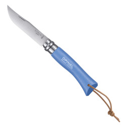 Couteau Baroudeur n°7 - lame 8 cm bleu avec lien en cuir