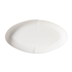 Plat ovale Dahlia blanc 38x21 cm