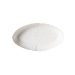 Plat ovale Dahlia blanc 28x15 cm