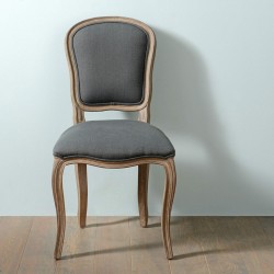 Chaise de salle à manger en tissu gris et acajou Murano Céleste