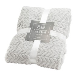 Plaid chevron gris clair 130x170 cm