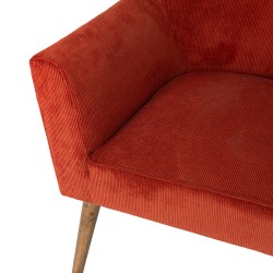 Fauteuil en velours côtelé terracotta Léon