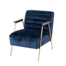 Fauteuil en velours bleu Hutch