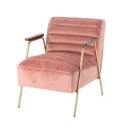 Fauteuil en velours rose Hutch