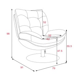 Fauteuil en tissu taupe avec piètement noir Magnum