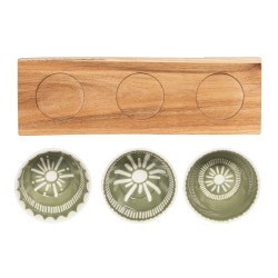 Service apéritif 3 pièces vert Tamara 32 cm