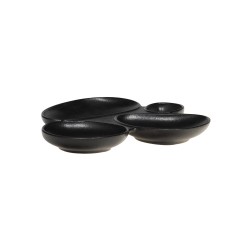 Plat apéritif 4 compartiments Dipsa noir 26x23 cm