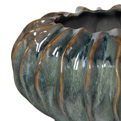 Vase rond Vague en céramique bleu Ø33,5 cm H19 cm