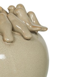 Vase rond nid d'oiseaux beige H24 cm