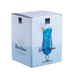 Boîte de 4 verres à Cocktail Blue Hawai 44 cl