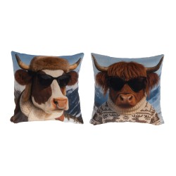 Coussin imprimé vache ski...