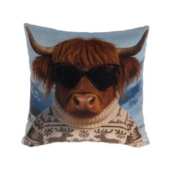 Coussin imprimé vache ski 45x45 cm (lot de 2)