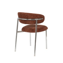 Chaise de salle à manger Curve terracotta avec piètement chromé (lot de 2)