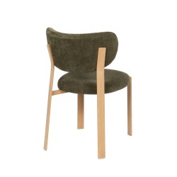 Chaise de salle à manger Dino vert avec piètement finition chêne (lot de 2)