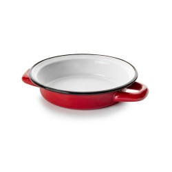 Plat à œuf email rouge 18 cm