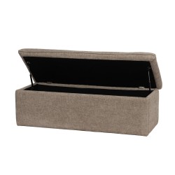 Coffre bout de lit Doug taupe L 123 cm  en tissu