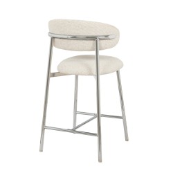 Tabouret de bar Curve assise 65 cm en bouclette beige (lot de 2)