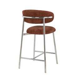 Tabouret de bar Curve terracotta  en bouclette assise 65 cm (lot de 2)