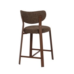 Tabouret de bar Gleen assise 65 cm en bouclette marron