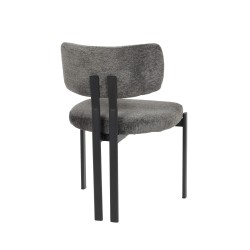 Chaise de salle à manger Gleen gris foncé avec piètement noir (lot de 2)