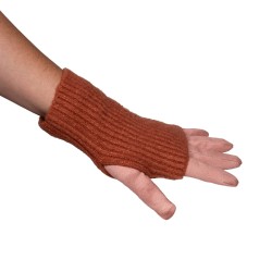 Gants tricot et suedine terracota