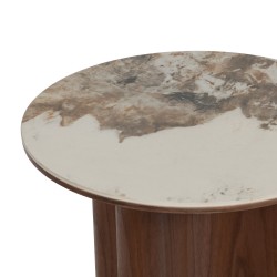 Bout de canapé Clea D 50 cm en céramique et bois