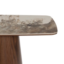 Console organique Clea L 75 cm en céramique et bois