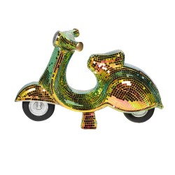 Statuette scooter disco en résine verre miroir H24 cm