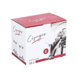 Boîte de 6 verres à pied Cépages 33 cl