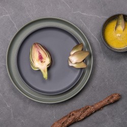 Assiette plate Uno amande 28 cm (lot de 6)