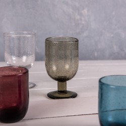 Verre à pied 28 cl Luberon bullé gris (lot de 6)