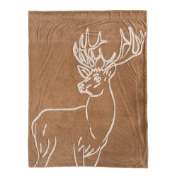 Plaid cerf Prince des forêts taupe 130X170 cm